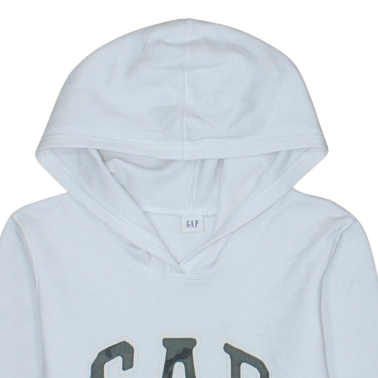GAP Women White Pullover Hoodie M Cotton Blend Logo