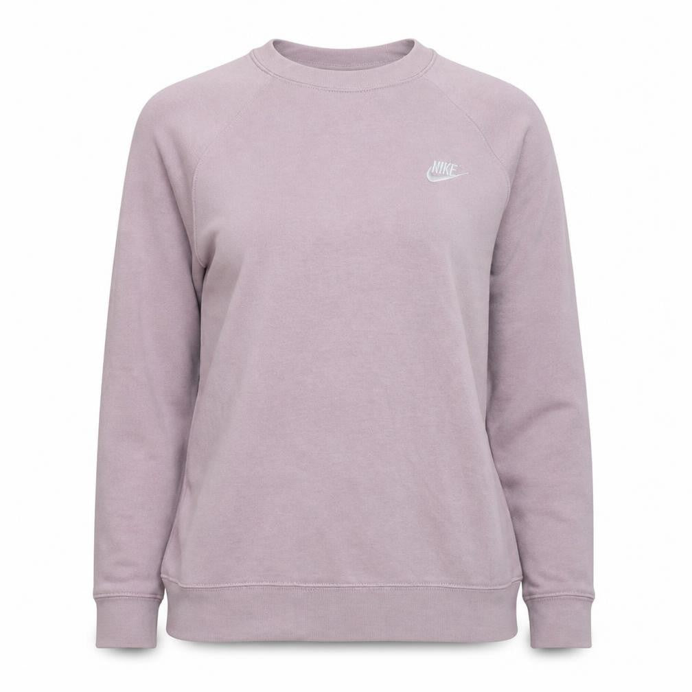 Front view of Nike Women's Pink Crew Neck Pullover Sweatshirt, size M