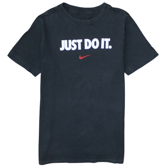 Nike Boys Black 12 Years Just Do It Graphic Sports T-Shirt