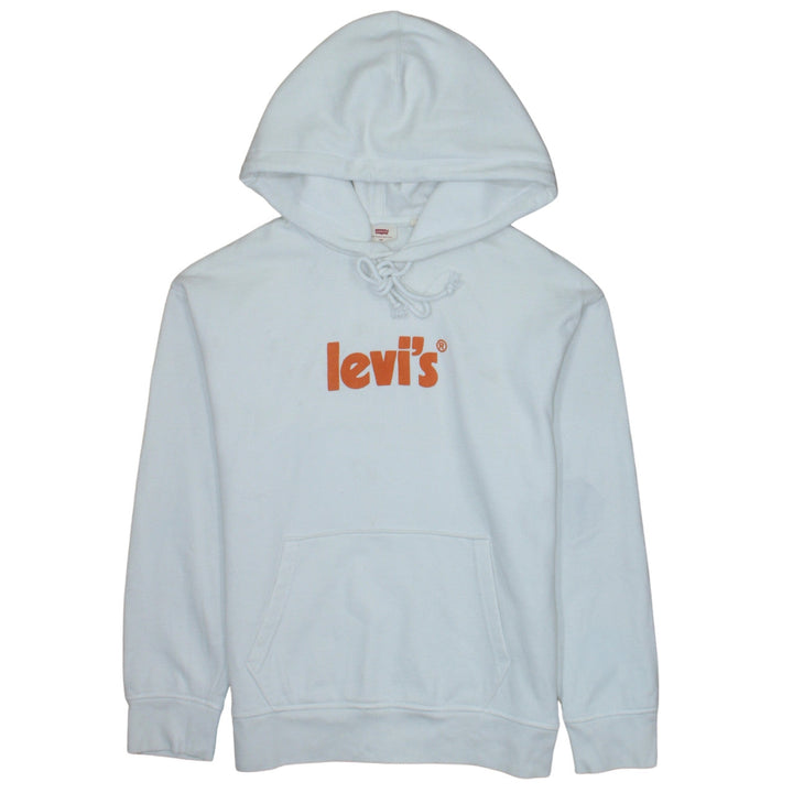 Levi's Womens White Pullover Hoodie XS Logo Cotton Fleece Casual