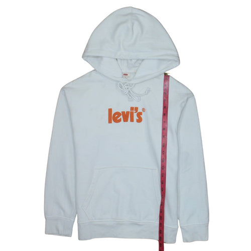 Levi's Womens White Pullover Hoodie XS Logo Cotton Fleece Casual