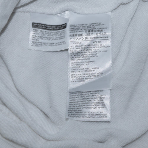 Levi's Womens White Pullover Hoodie XS Logo Cotton Fleece Casual