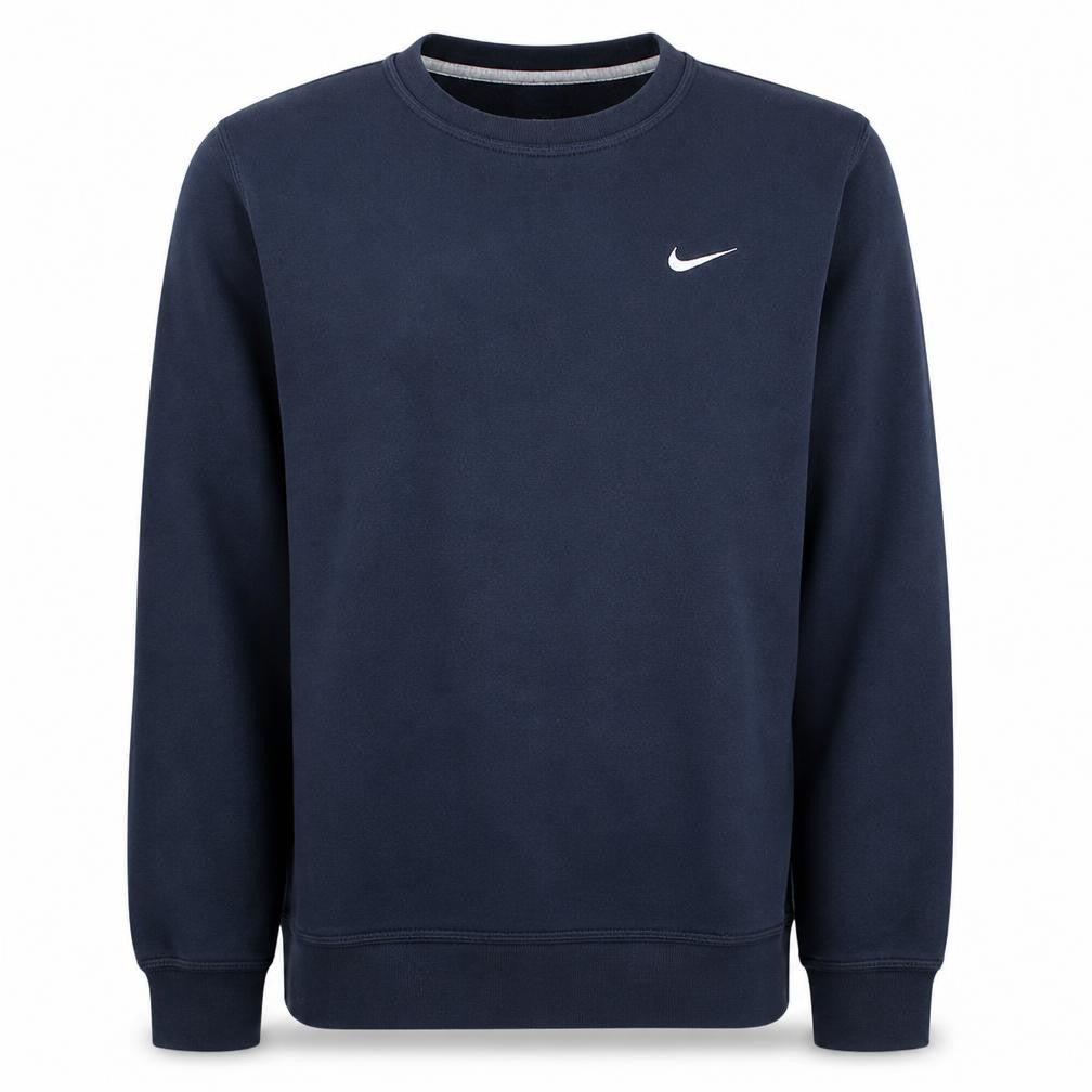 Front view of Nike Men's Blue Crew Neck Pullover Sweatshirt, size S