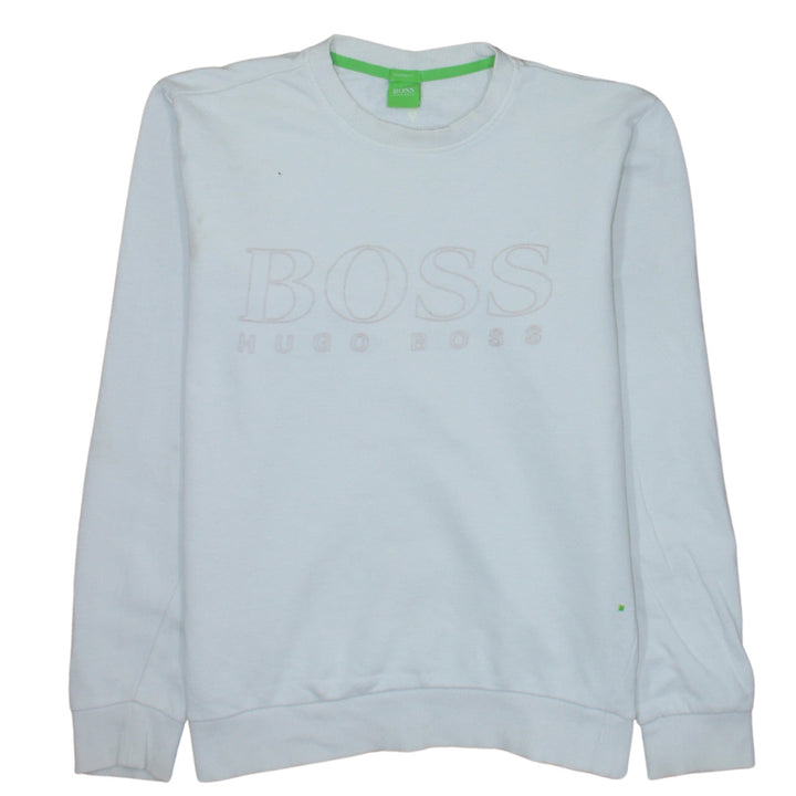 Hugo Boss Men's White Slim Fit Crew Neck Logo Sweatshirt S