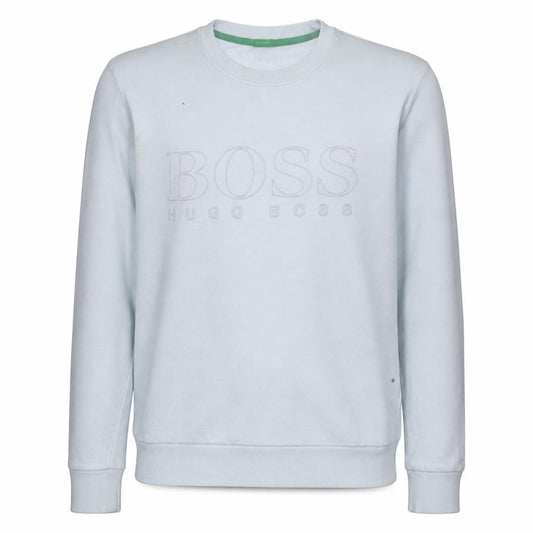 Front view of Hugo Boss Men's White Slim Fit Crew Neck Logo Sweatshirt S