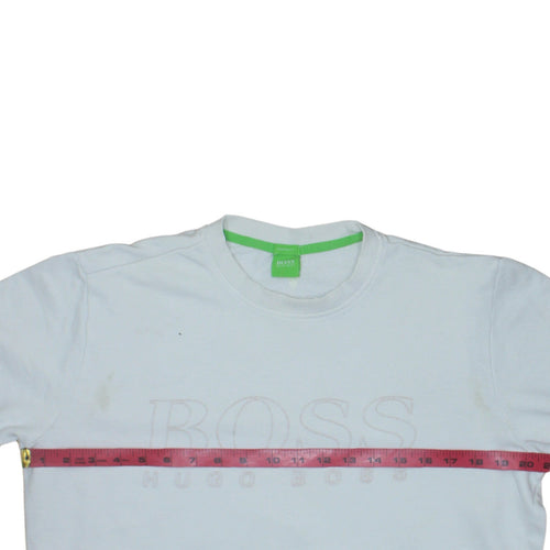 Hugo Boss Men's White Slim Fit Crew Neck Logo Sweatshirt S