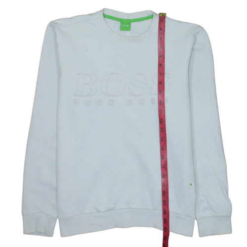 Hugo Boss Men's White Slim Fit Crew Neck Logo Sweatshirt S