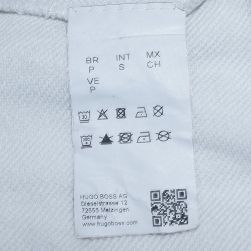 Hugo Boss Men's White Slim Fit Crew Neck Logo Sweatshirt S