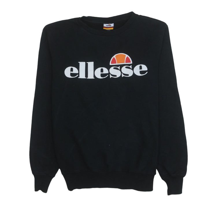 Ellesse Womens Black Logo Crew Neck Pullover Sweatshirt UK 6