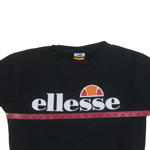 Ellesse Womens Black Logo Crew Neck Pullover Sweatshirt UK 6