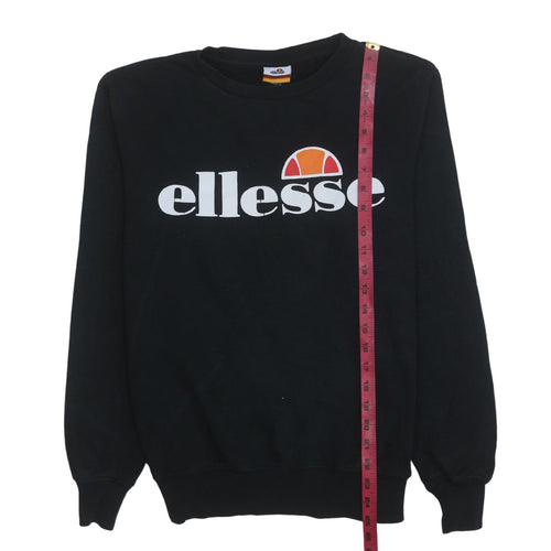Ellesse Womens Black Logo Crew Neck Pullover Sweatshirt UK 6