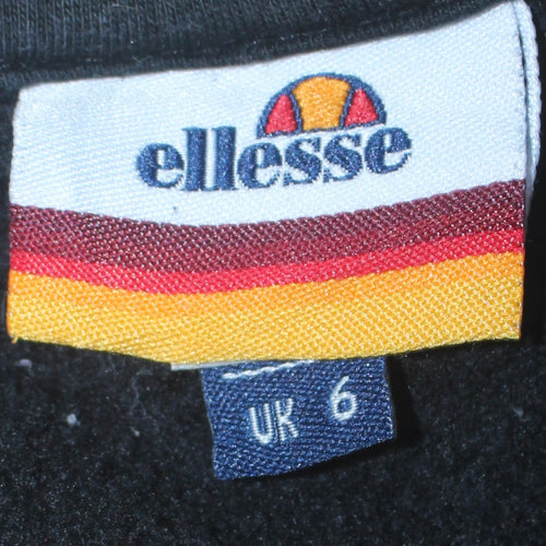 Ellesse Womens Black Logo Crew Neck Pullover Sweatshirt UK 6