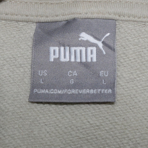 Puma Men's Beige Pullover Hoodie L Regular Fit Sportswear
