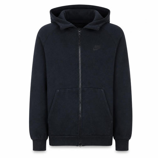 Front view of Nike Men's Black Full Zip Hoodie S Regular Fit Fleece Lined