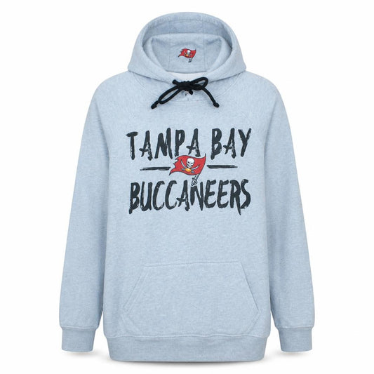 Front view of NFL Team Apparel Men's Grey Tampa Bay Buccaneers Pullover Hoodie S