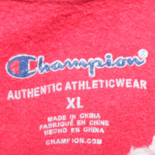 Champion Boys Red Pullover Hoodie XL Fleece Lined Sherpa Logo Sweatshirt