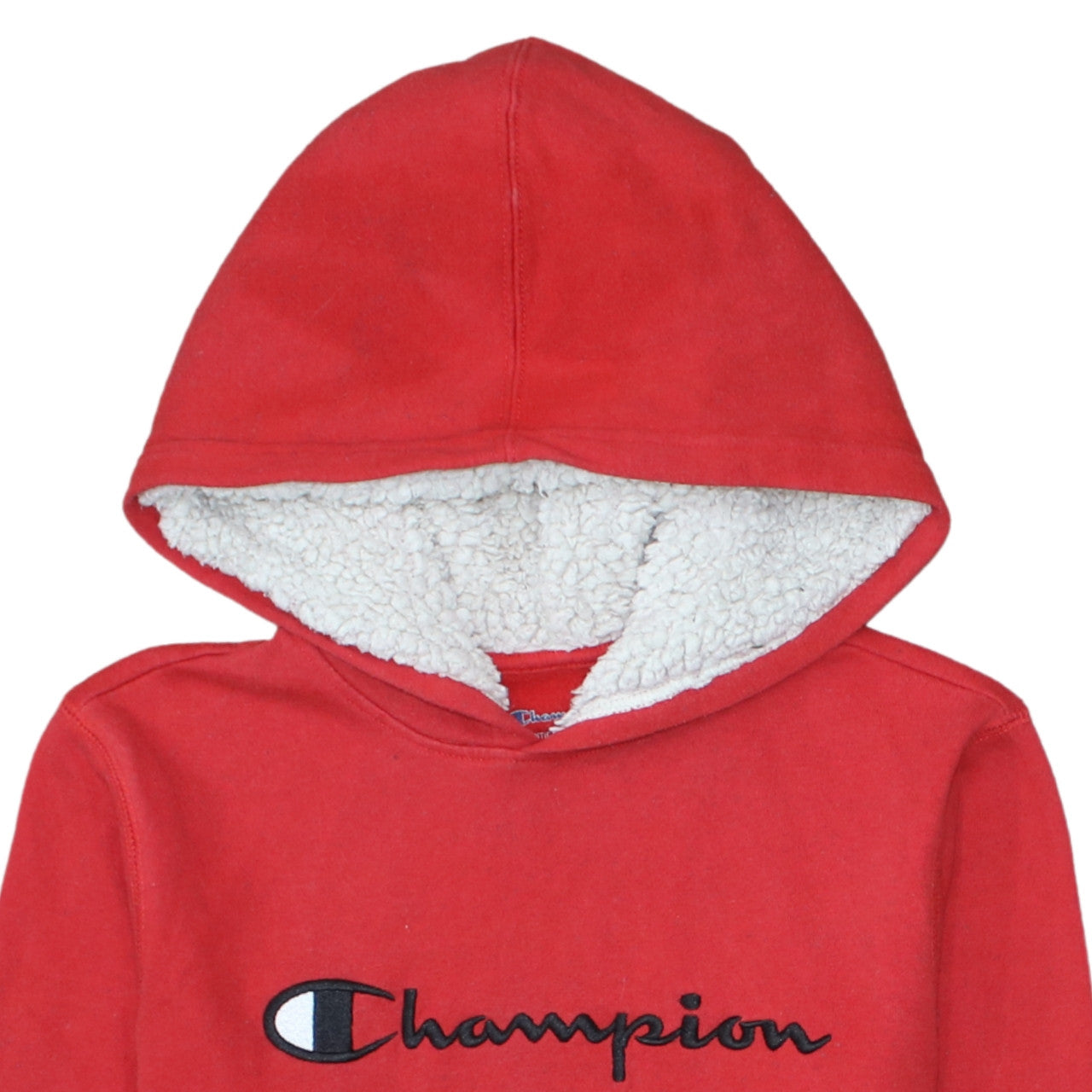 Champion Boys Red Pullover Hoodie XL Fleece Lined Sherpa Logo Sweatshirt