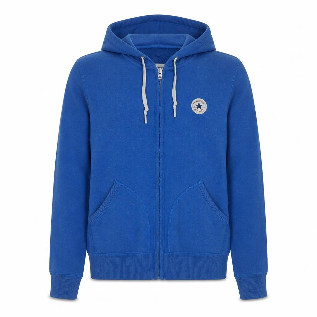 Front view of Converse boys’ blue full zip hoodie small cotton blend casual