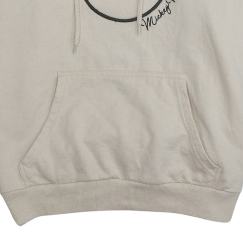 Disney Mickey Mouse Womens Beige Pullover Hoodie M