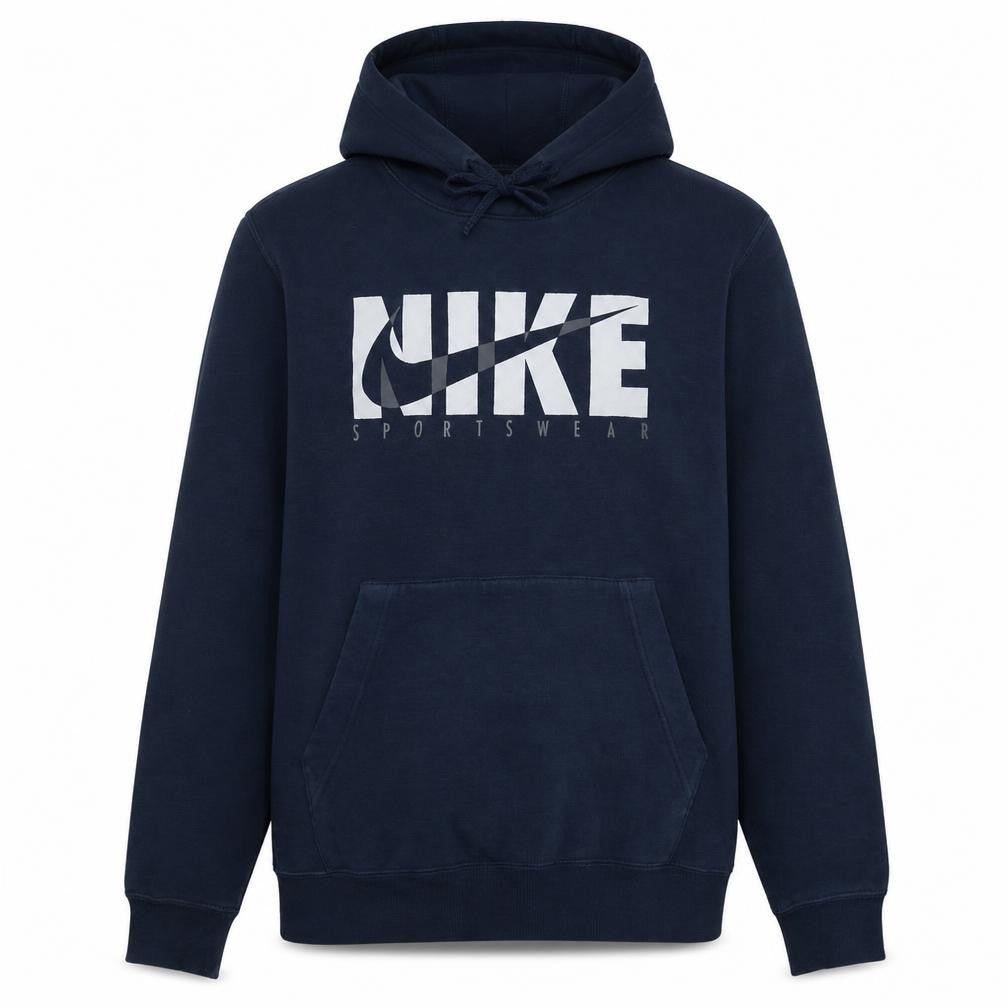 Front view of Nike Men's Blue Pullover Hoodie Sweatshirt, size M, Sportswear