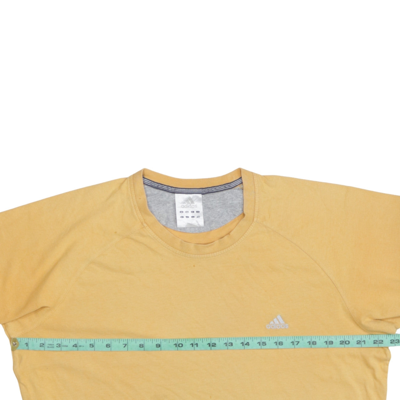 adidas Men Yellow Cotton Crew Neck Short Sleeve T-Shirt L