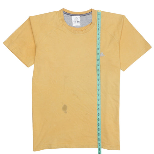 adidas Men Yellow Cotton Crew Neck Short Sleeve T-Shirt L