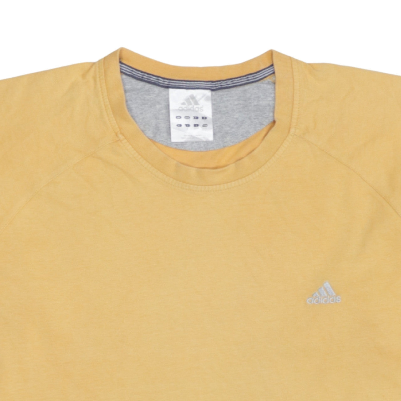 adidas Men Yellow Cotton Crew Neck Short Sleeve T-Shirt L