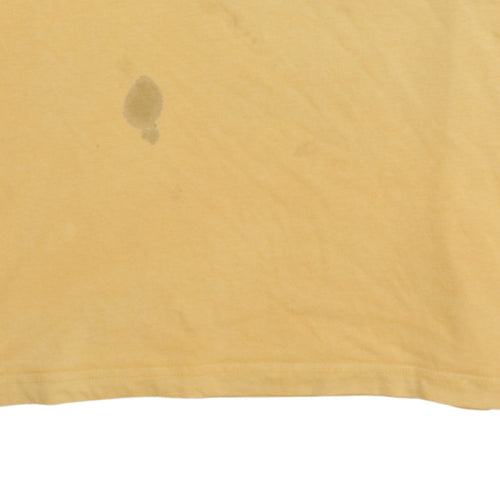 adidas Men Yellow Cotton Crew Neck Short Sleeve T-Shirt L