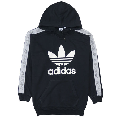 Adidas Womens Black Logo Pullover Hoodie Size 12 Hooded Sweatshirt