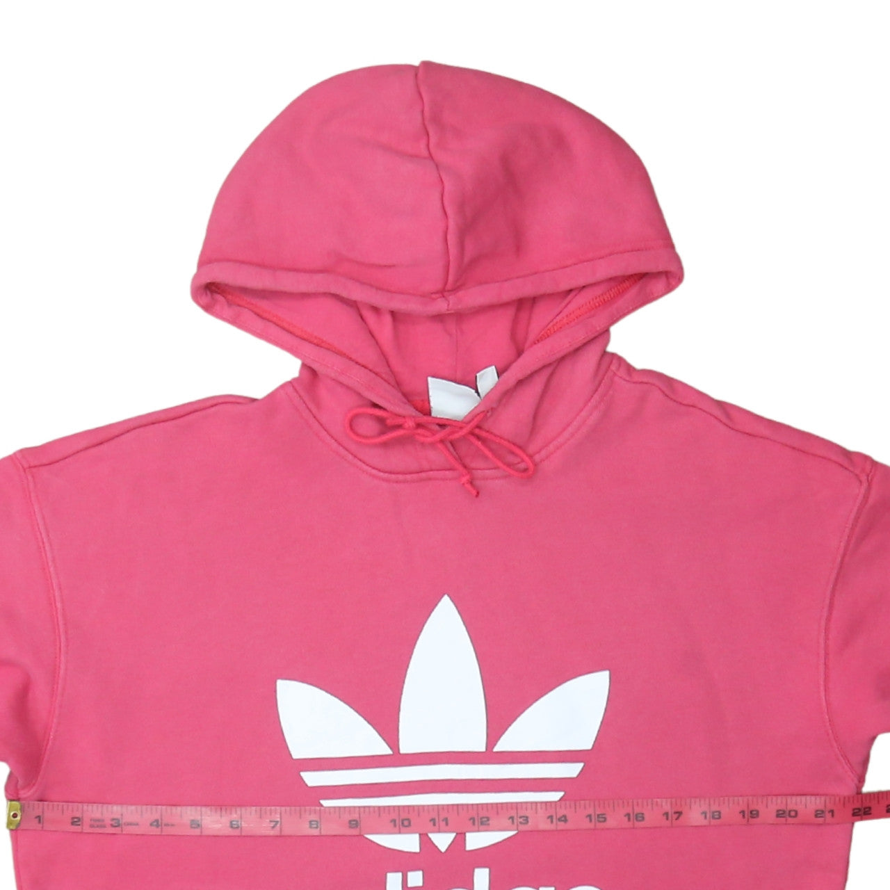 Adidas Womens Pink Pullover Hoodie Size 10 Logo Print Casual Sweatshirt