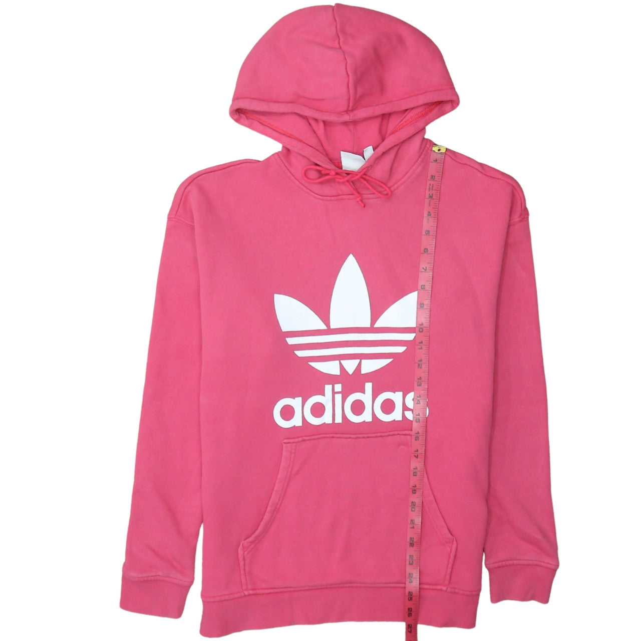 Adidas Womens Pink Pullover Hoodie Size 10 Logo Print Casual Sweatshirt