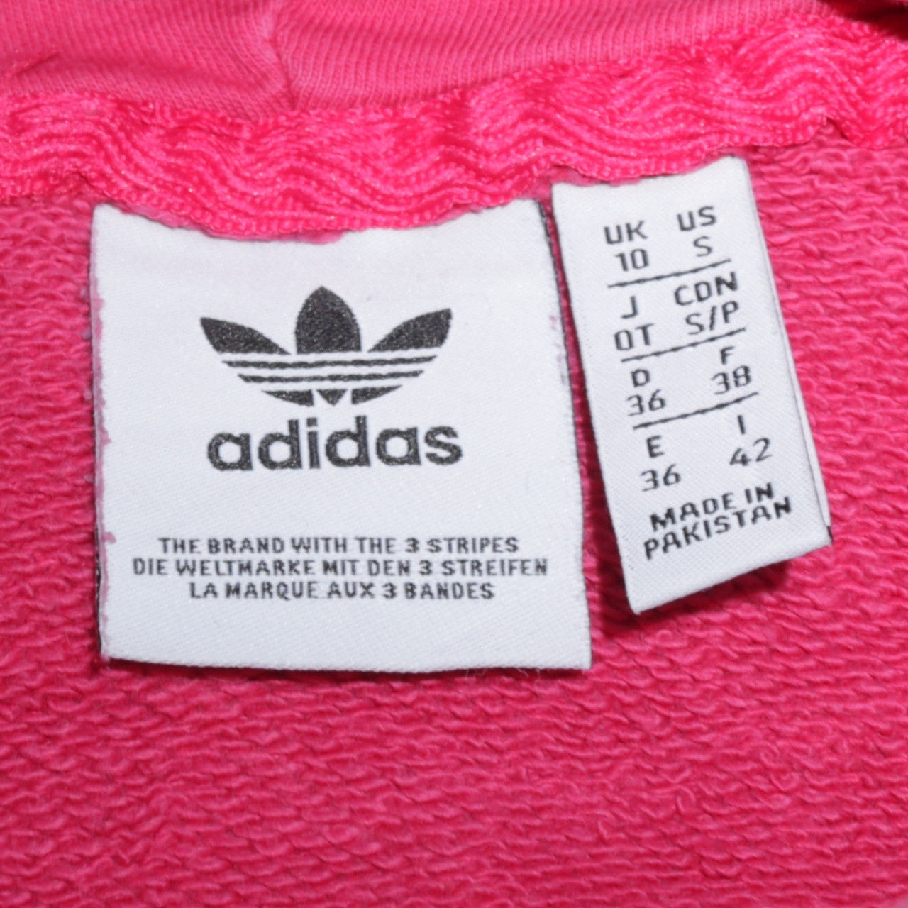 Adidas Womens Pink Pullover Hoodie Size 10 Logo Print Casual Sweatshirt