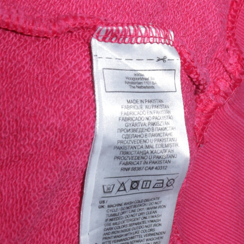 Adidas Womens Pink Pullover Hoodie Size 10 Logo Print Casual Sweatshirt