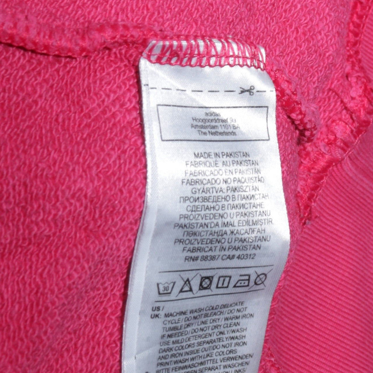 Adidas Womens Pink Pullover Hoodie Size 10 Logo Print Casual Sweatshirt