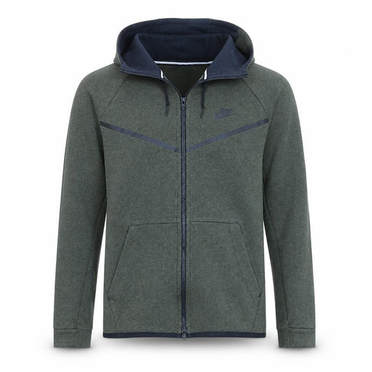Front view of Nike Men's Green Full Zip Hoodie M Regular Fit Sportswear