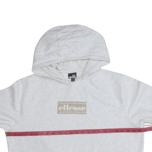 Ellesse Womens Beige Hooded Pullover Sweatshirt UK 14 Cotton Blend