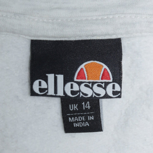 Ellesse Womens Beige Hooded Pullover Sweatshirt UK 14 Cotton Blend