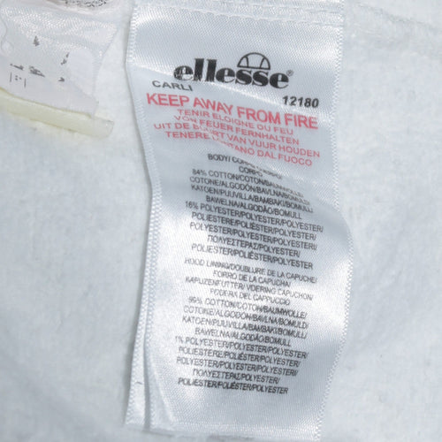Ellesse Womens Beige Hooded Pullover Sweatshirt UK 14 Cotton Blend