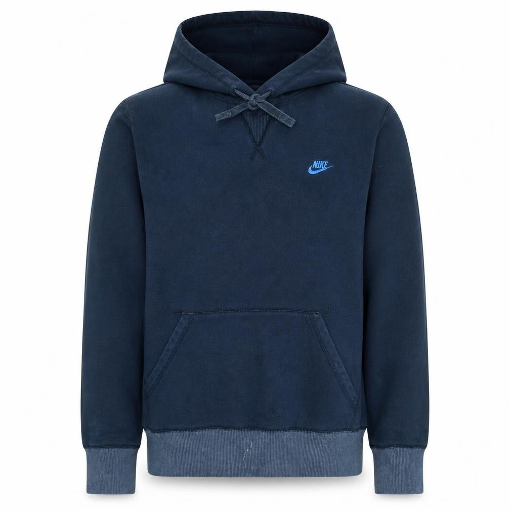 Front view of Nike Men's Blue Pullover Hoodie Medium Cotton Fleece Sportswear