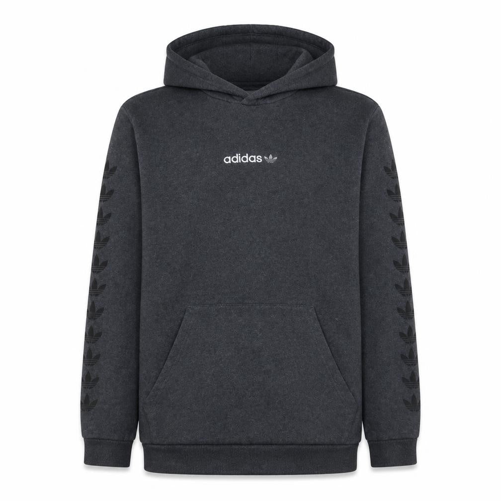 Front view of adidas Men's Grey XL Pullover Hoodie Logo Fleece Sweatshirt