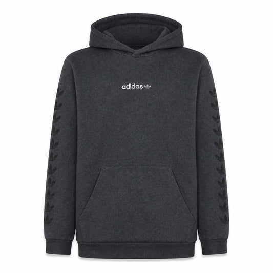 Front view of adidas Men's Grey XL Pullover Hoodie Logo Fleece Sweatshirt