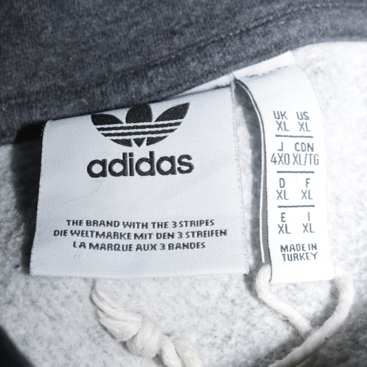 adidas Men's Grey XL Pullover Hoodie Logo Fleece Sweatshirt