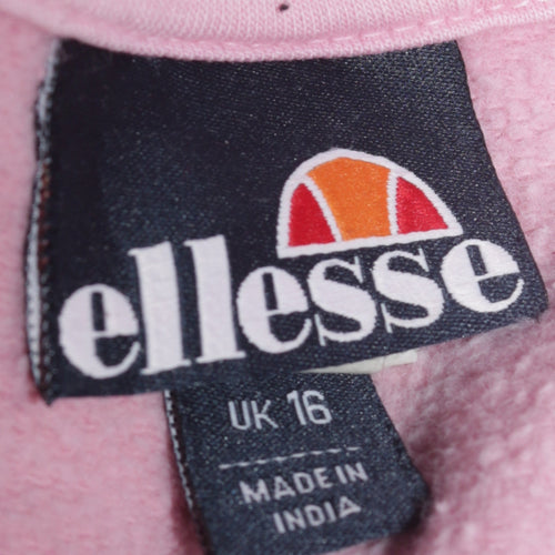 Ellesse Womens Pink Hoodie UK 16 Pullover Cotton Hooded Sweatshirt
