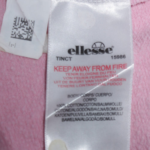 Ellesse Womens Pink Hoodie UK 16 Pullover Cotton Hooded Sweatshirt