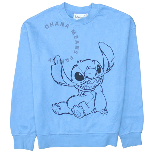 Disney Women Blue XS Stitch Pullover Sweatshirt Ohana Means Family