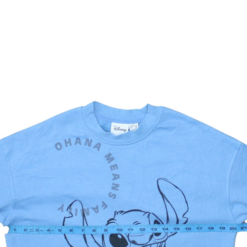Disney Women Blue XS Stitch Pullover Sweatshirt Ohana Means Family