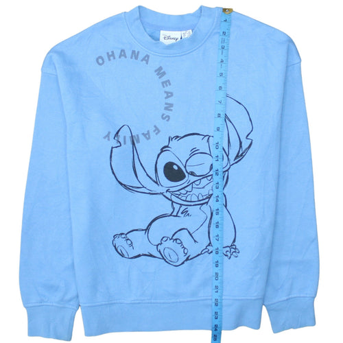 Disney Women Blue XS Stitch Pullover Sweatshirt Ohana Means Family