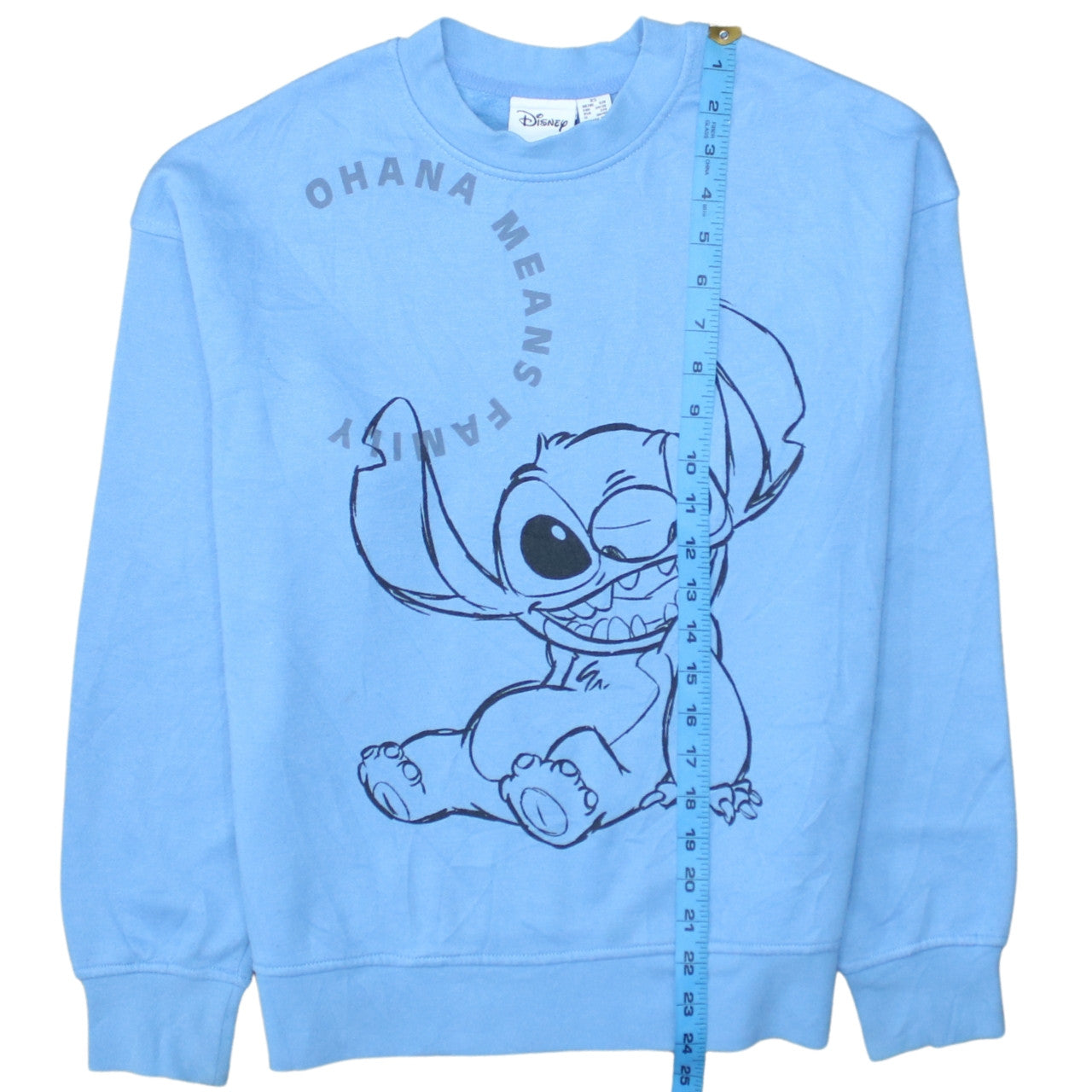 Disney Women Blue XS Stitch Pullover Sweatshirt Ohana Means Family