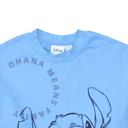 Disney Women Blue XS Stitch Pullover Sweatshirt Ohana Means Family