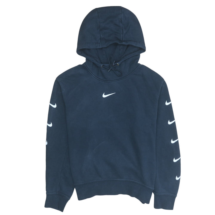 Nike Women's Navy Blue Hooded Pullover Sweatshirt L Logo Print